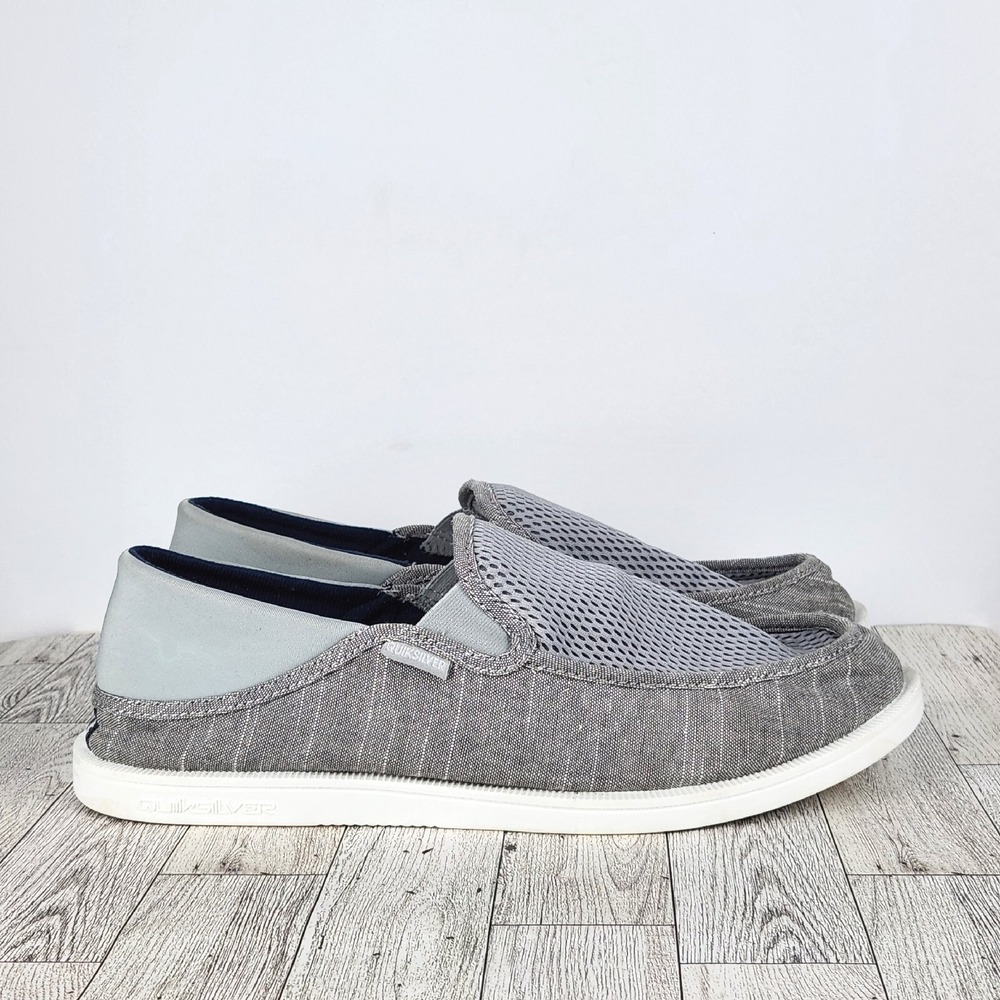 Quicksilver Surf Checker Mens Size 13 Gray/White Slip On Casual Shoes Loafers